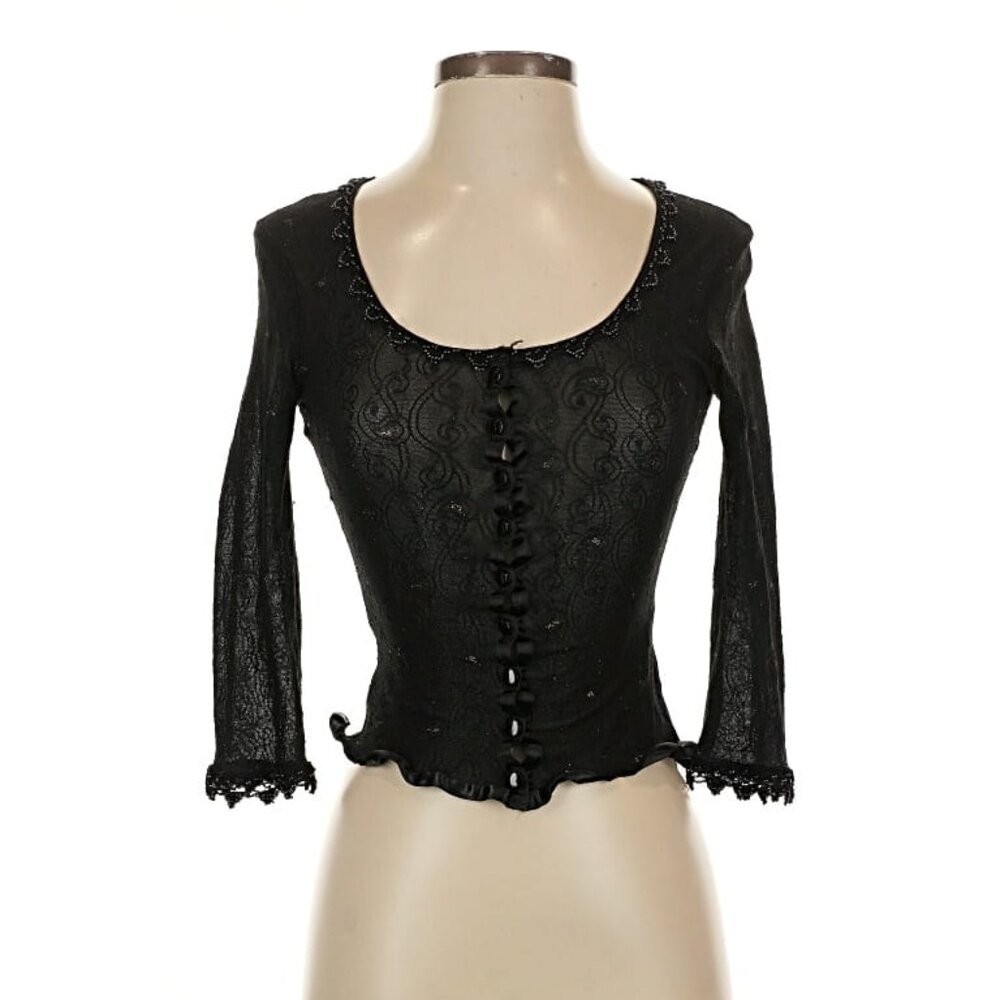 Sheer Embellished Cardigan Top WHIMSIGOTH PUNK VINTAGE Y2K RARE EUC